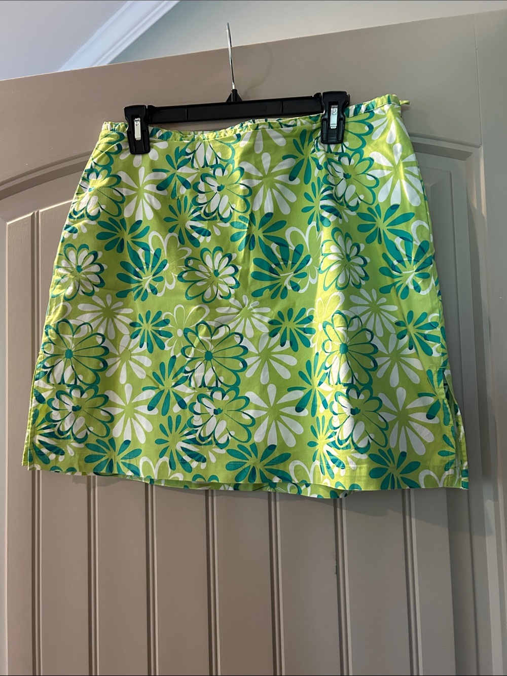 Kim Rogers Lime and Teal Floral A-Line Skirt